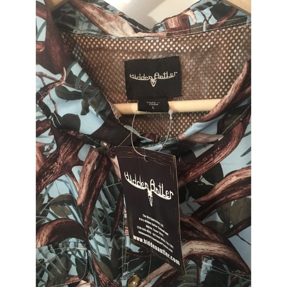 New Hidden‎ Antler Men's Camo Long Sleeve Vented Back Hunting Shirt Sz L NWT - Picture 5 of 10